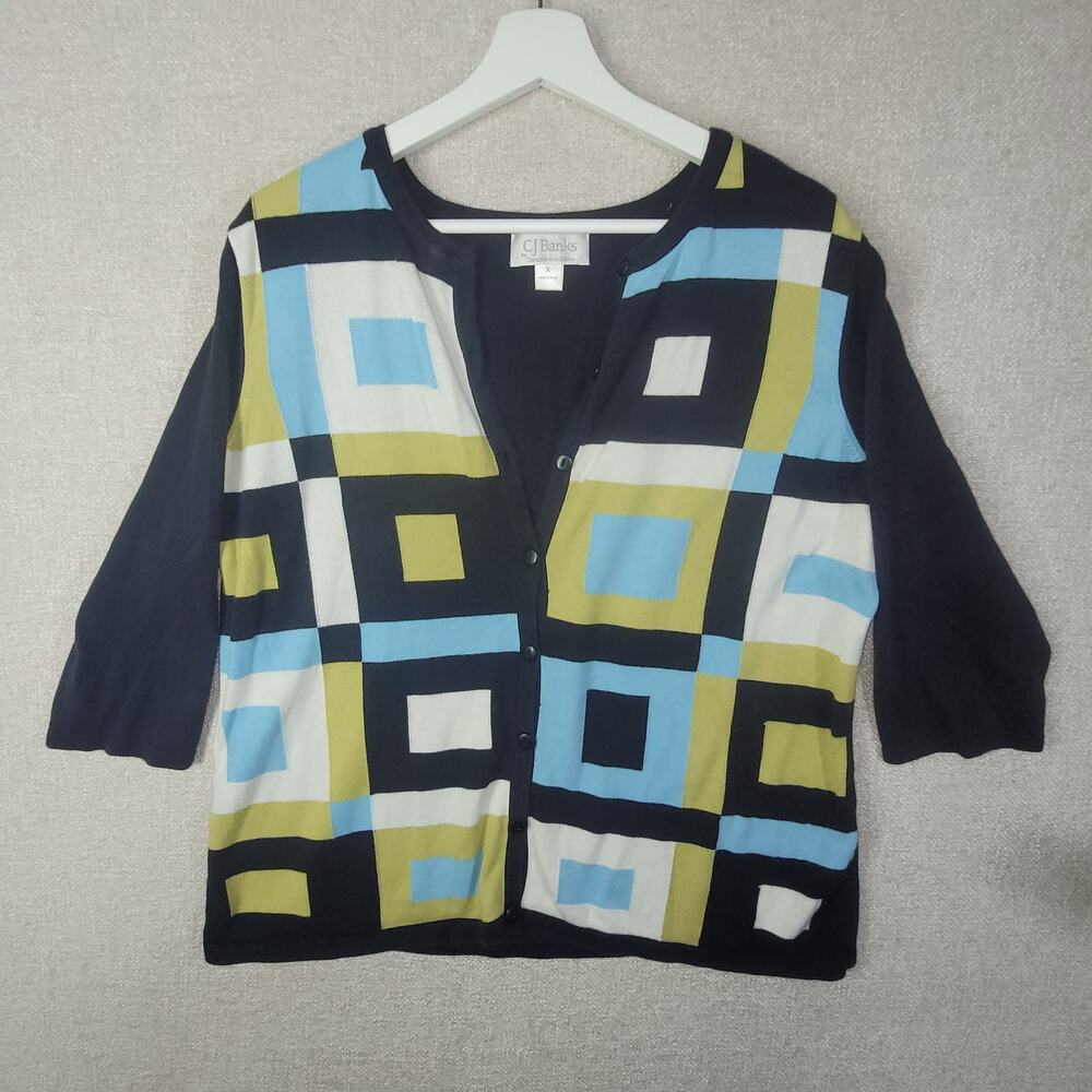 Chic CJ Banks Women's XL Geometric Pattern Cardigan Sweater